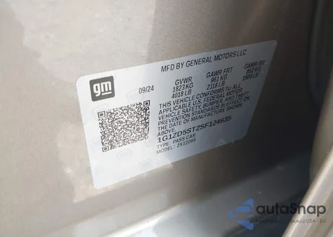 2025 Chevrolet Malibu Fwd 1Lt from USA, damaged, VIN 1G1ZD5ST2SF124635